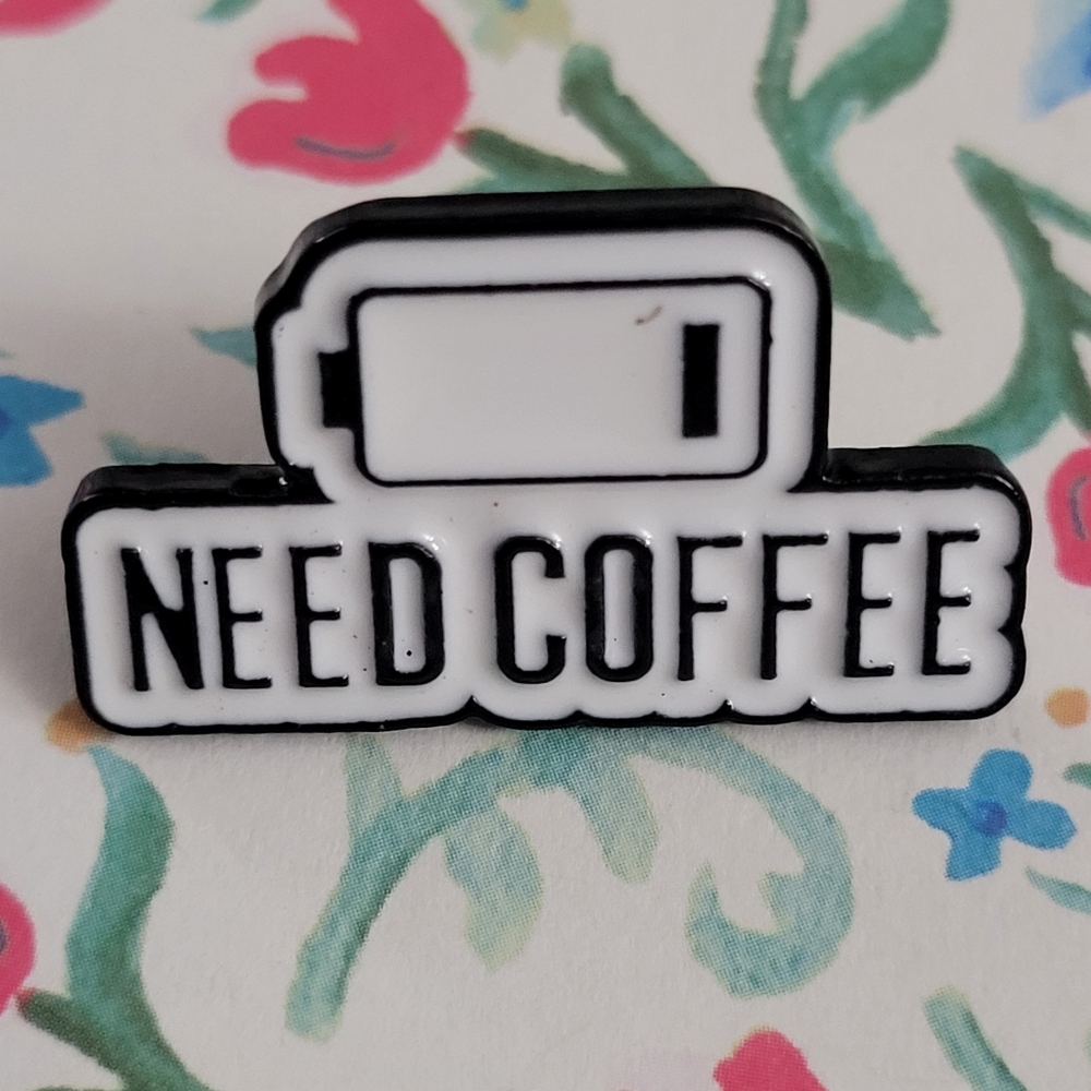 Need Coffee Low Battery Enamel Pin - Picture 4 of 10